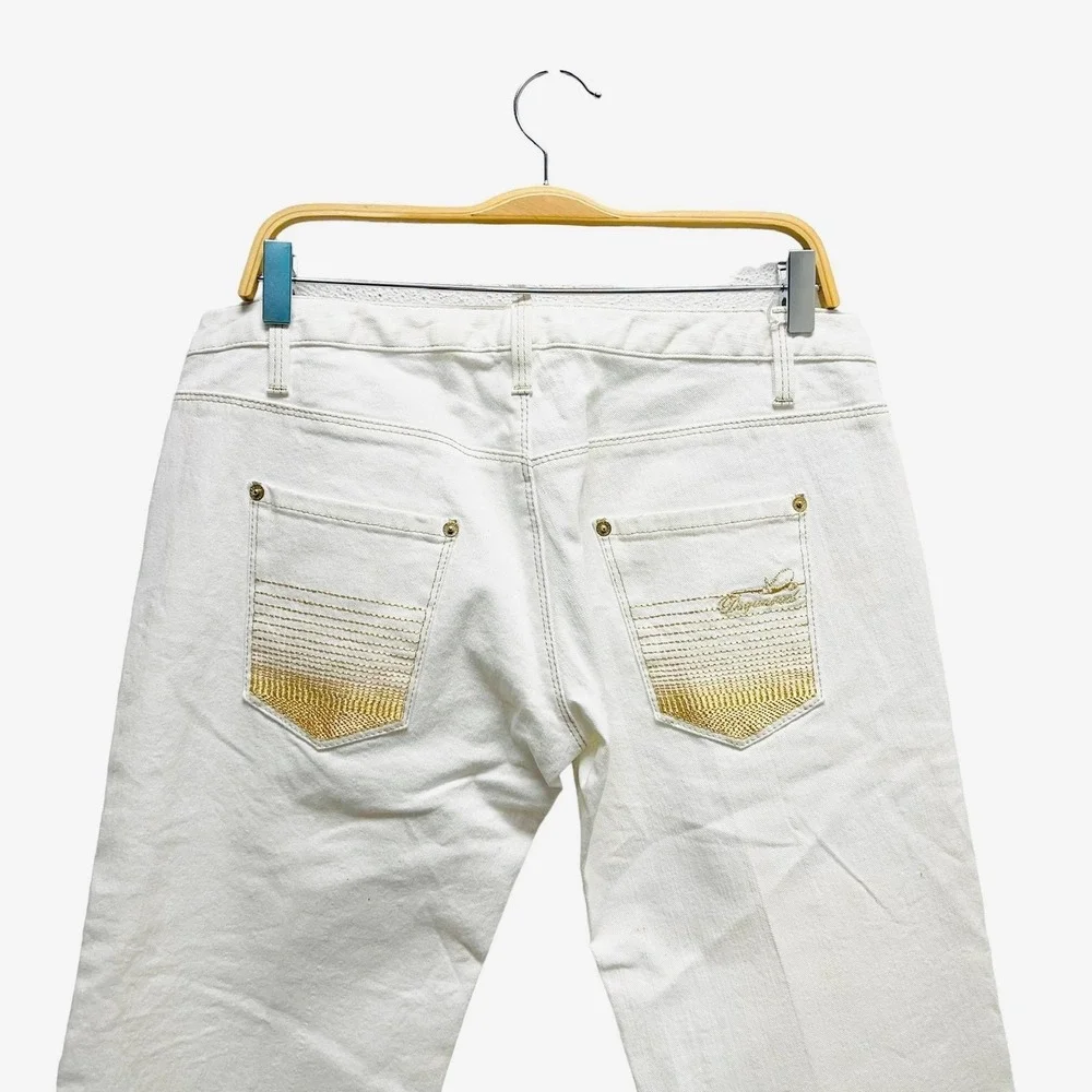 NWT DSQUARED2 Ivory Jeans Straight Leg Low Rise Y2K Women's‎ Size 40 (4 US)